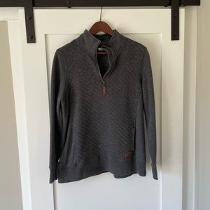 Grey LL Bean quilted sweatshirt top, 1/4 zip